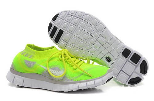 Nike Free 5.0 Flyknit Women Fluorescent Green Grey Factory Store
